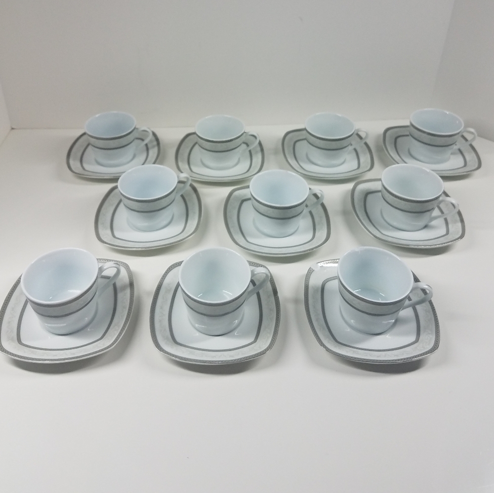 Alpine Cuisine Fine Porcelain 10pc Teacup and Saucer Set